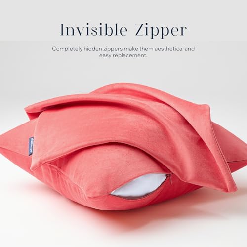 Phantoscope Pack of 2 Velvet Decorative Throw Decorative Pillow Cover Soft Solid Square Cushion Case for Couch Magenta 20 x 20 inches 50 x 50 cm