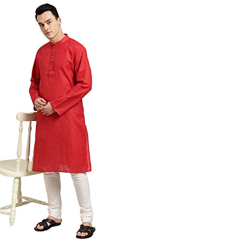Image of SOJANYA Pastel Green Cotton Blend Kurta with Contrast Button Detailing