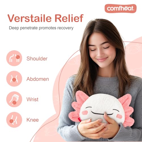 Image of Cute Axolotl Microwave Heating Pad for Pain Relief, Unscented Microwavable Heating Pads for Cramps, Neck Shoulder, Muscles, Natural Moist Heat Pack with Washable Cover