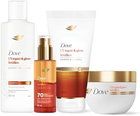 Dove Kit UV Repair & Glow + Ferúlico Shampoo + Condicionador + Má...