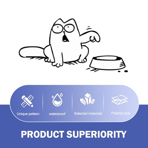 Image of Shakas Fuel Cap Sticker, Hungry Simmons Cat and Empty Bowl Cute Cartoon Decoration, Multi-function Car Window Tailgate Waterproof Self-adhesive Fun Decal, for Most Cars Trucks Laptops (Black #R)