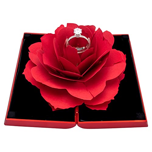 Image of Engagement Ring Box,Ring Rose Box Surprise Jewelry Storage Holder for woman as Proposal Engagement Wedding Ring Jewelry Gift Case in Valentine's Day ect.
