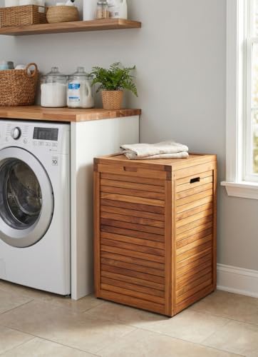 Image of The Original Spa Large Size Teak Laundry or Storage Hamper