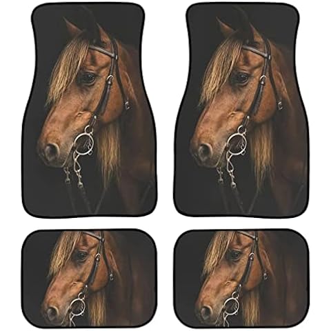 BIGCARJOB Animal Horse Car Floor Mats Full Set 4 Pcs Universal Car Front Rear Floor Carpet Set Womens Mens Animal Cool Heavy-Duty Vehicle Floor Protection Rugs,Fit for Sedan, SUVs, Truck, Vans Cover