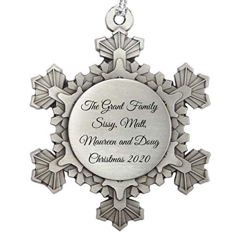 Indiana Metal Craft Beautiful Snowflake Personalized Engraving Pewter Ornament Made in USA (Pewter)