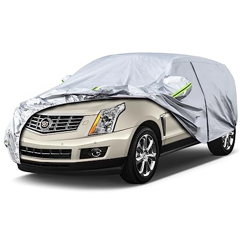 Image of Koukou 6 Layers Car Cover Custom Fit Cadillac SRX (2009-2016) and Cadillac XT5 (2016-2025), Waterproof Car Cover All Weather for Automobiles Outdoor with Zipper Door, Sun Rain Dust Snow Protection.