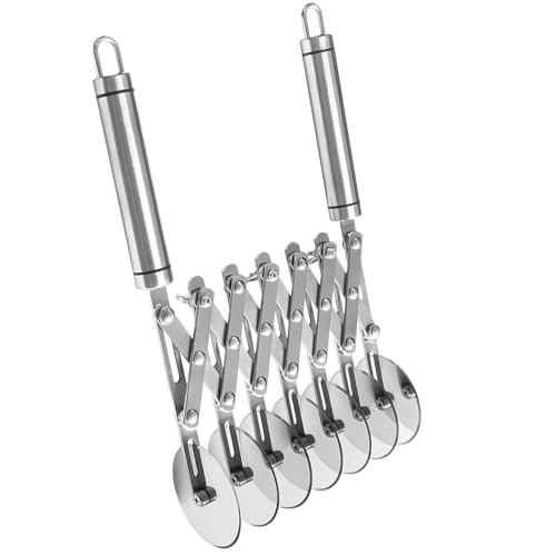 Pastry Cutter Tool, 7 Wheel Pastry Cutter, Multi-Round Wheel Pasta Dough Cutter Roller Pizza Slicer Accordion Pastry Knife Divider Tool