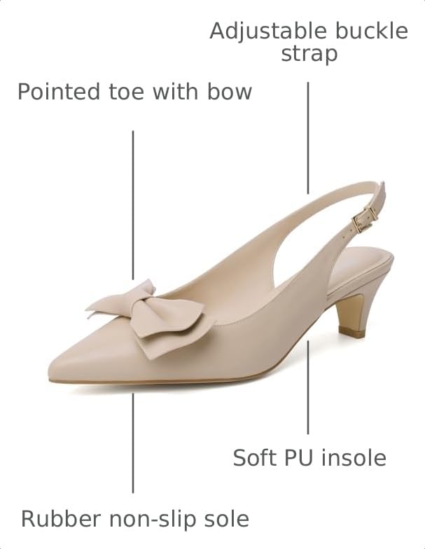 Image of Susanny Kitten Heels for Women Closed Pointed Toe Slingback Shoes