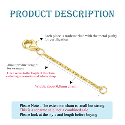 Image of 10k 14k Real Gold 1 inch /1.5 inch /2 inch /2.5 inch /3 inch /4 inch /5 inch Necklace Extender, Necklace Bracelet Extender Chain, Durable Gold Extender Chain, Adjustable Extension Chain for Necklace Bracelet Anklet