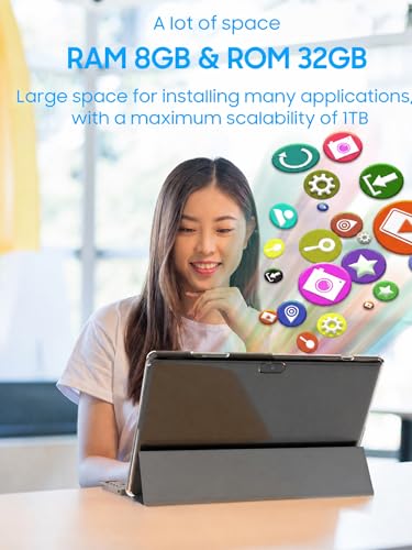 Image of 2 in 1 Tablet with Keyboard Mouse and Stylus Case, Android Tablet 14 Tablet PC, 6GB RAM + 32GB ROM, 1TB Expanding Stand, 6000mAh Battery, 10.1 Inch IPS Tablet, 2MP+8 Tablet