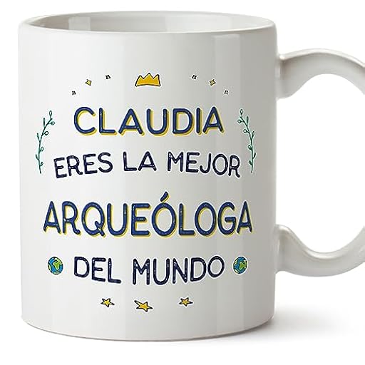 MUGFFINS Tazas Personalizadas para ARQUEÓLOGA mujer - En Español - Mejor del Mundo - 11 oz / 330 ml - Regalo Personalizable original y divertido | Ya disponible en tu tienda friki favorita! En mundofriki.es!