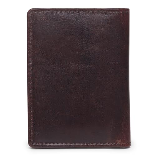 Image of Bifold Minimalist Leather Card Holder Wallet for Men & Women with 7 Card Slots & RFID Blocking