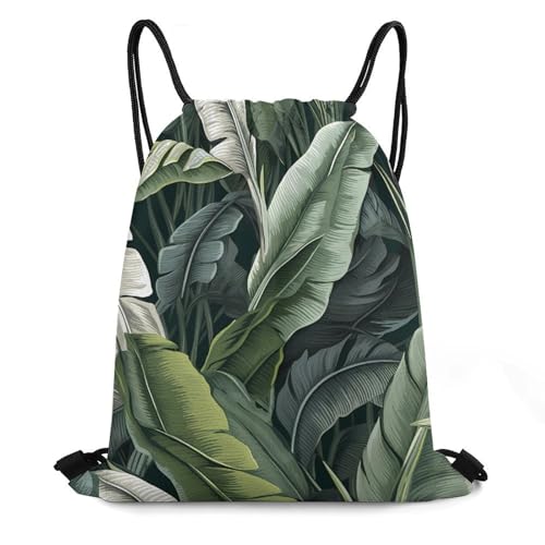 Banana Leaf Drawstring Backpack Durable Sport Gym Bags Daypack for Men Women 35 * 42cm