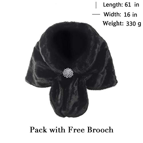 JAKAWIN Women’s Faux Fur Wraps and Shawls Bride Wedding Fur Stole Bridal Fur Shrug Scarf Cover Up for Women2