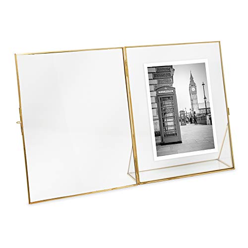 Isaac Jacobs 8X10 Antique Gold, Vintage Style Brass And Glass, Floating Photo Frame, Metal, (Vertical), With Locket Closure And Angled Base, For Pictures, Art, Mementos, Keepsakes (8X10, Antique Gold) #TOP4