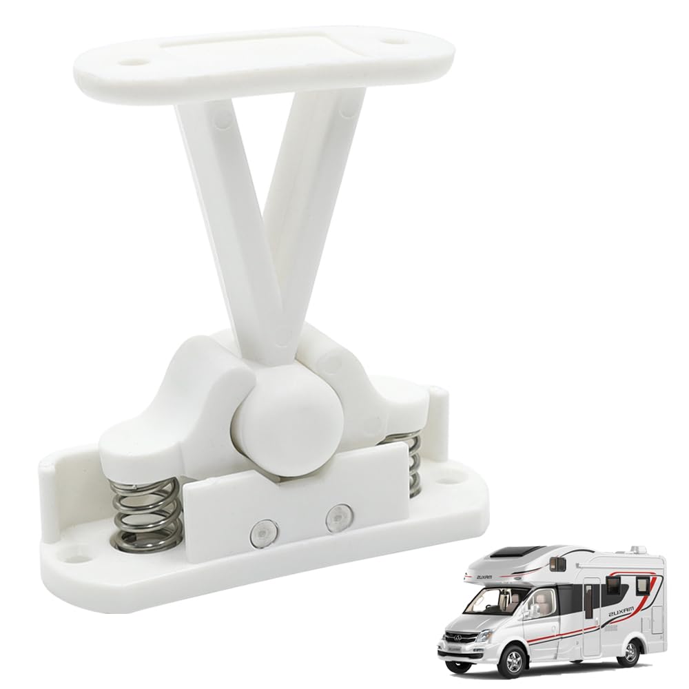 GYSRXS Caravan Door Retainer Catch,Caravan Door Static Retainer Latch with Auto Spring,Door Holder Catch for RV Camping Boats Cabinets,7×7.5CM(White)