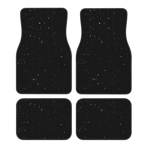 Black Glitter Print Car Foot Mat Four-Piece Set Full Set With Non-Slip Rubber Backing