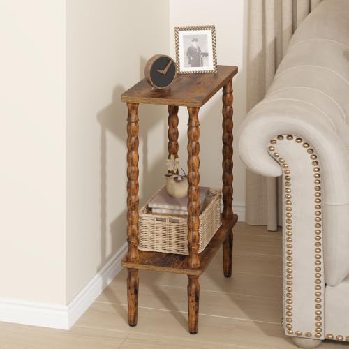 TUTOTAK Narrow Side Table with Solid Wood Legs, 2-Tier Small End Table - Image 5