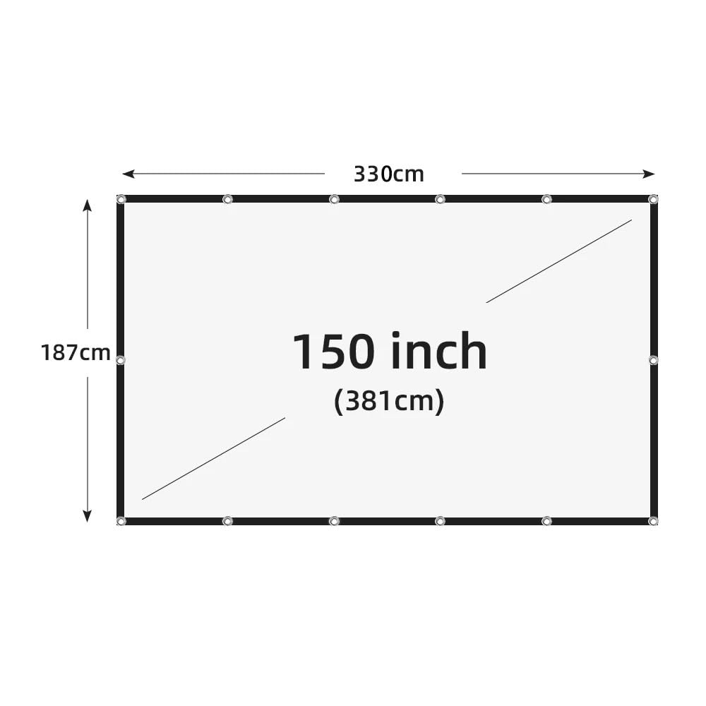 Telo Proiettore, Schermo for proiettore morbido ad alta densità bianco senza pieghe supporto bifacciale(150 inch)