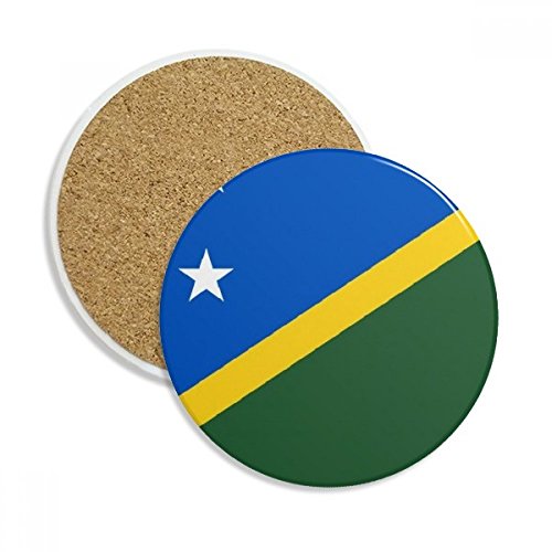 DIYthinker Îles Salomon Drapeau National Océanie Pays Pierre Boisson Céramique sous-Verres pour la Tasse Coupe 2pcs Cadeaux Multicolor