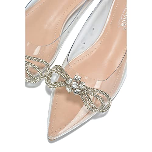 Cape Robbin Stearling Pointed Toe Flats for Women, Women's Flats with Rhinestone Bow3