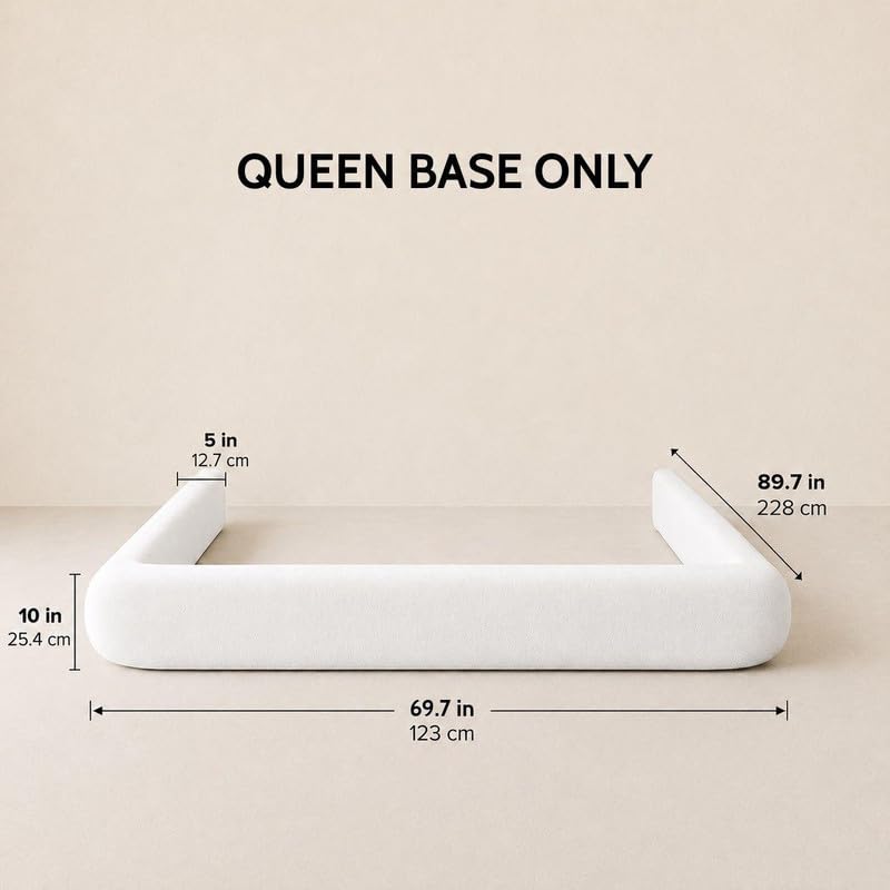 Image of Paros Queen Base NEW ONLY - Includes Fabric + Foam Inserts - Each Piece Sold Separately - Removable Washable Soft Upholstered Air Frame Half Moon Round Cloud Bed - Black Linen Premium