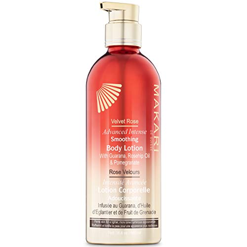 Makari Velvet Rose Advanced Intense Smoothing Body Lotion | Anti-Aging Moisturizing, Brightening & Firming Cream w/Guarana, Rosehip Oil, Pomegranate & Collagen | For Cellulite & Stretchmarks | 16.8oz