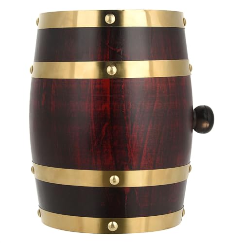 Barril de Vino de Roble, Soporte de 1.5 Litros, Mueble para Beber Hecho a Mano con Grifo Dosificador Fácil, Barril de Cerveza, Barril de Madera de Roble (1.5L)