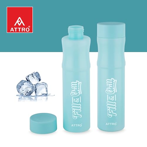 Image of ATTRO Crazy 1000ml Water Bottle - Round Plastic Fridge Bottle - Airtight, Leak-Proof, BPA-Free, Freezer Safe Durable & Lightweight - Set of 2 Green - Ideal for Home & Office