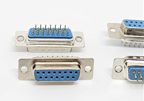 Conector DB15 hembra para PCB que evita falsos contactos con soldadura recta en pack de 10