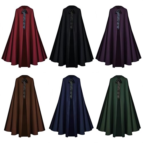Proumhang Halloween -Kapuze -Umhang für Erwachsene -Renaissance mittelalterliche Hexe Kapkostüm für Männer & Frauen,Hobbit Cosplay Short Cape 130cm Braun