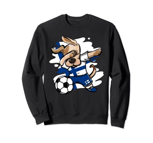 Dabbing Dog Finland Soccer Fan Jersey Finnish Football Lover Sweatshirt, Black