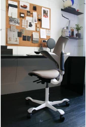 Image of HAG Capisco Puls Adjustable Standing Desk Chair - White Frame - Fathom Blue Full Cushion