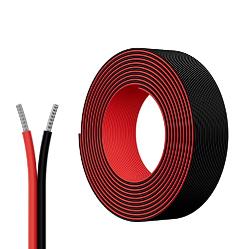 Image of PAUTIX 65.6ft /20M Extension Cable Wire Cord,22AWG 2-pin Wire Cord for Single Color LED Strip Lights,COB /2835 Tape Lights,5V 12V 24V Low Voltage Extension, Black and Red