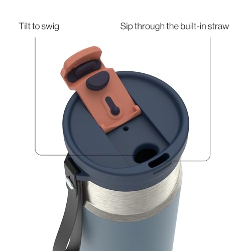 Image of Contigo DualSip 16 oz Compact Stainless Steel Vacuum-Insulated Water Bottle with 2-in-1 Leakproof Lid (Straw or Spout), BPA-Free & Lead-Free, Dishwasher Safe