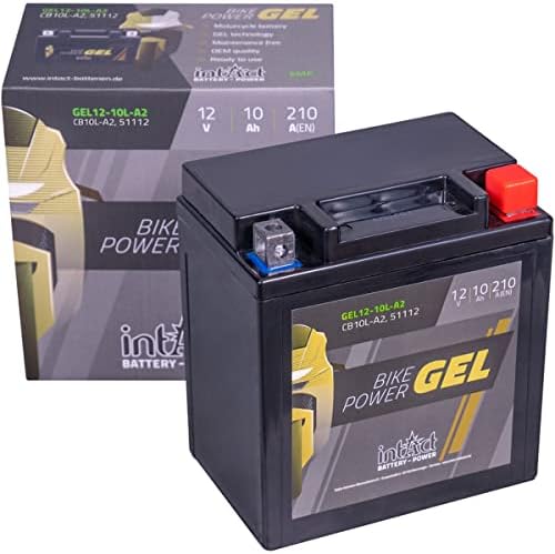 intAct - Bike-Power GEL12-12AL-A, CB12AL-A, 51213, Batería de moto 12V 12 Ah 210 A (EN), Batería de moto de gel sin mantenimiento con un 30% más de potencia de arranque, para scooters