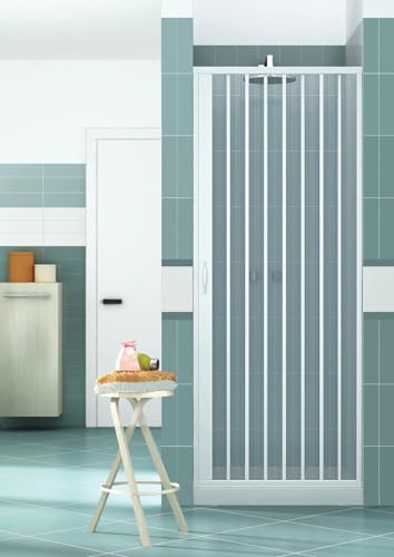 90 cm Porta Parete Doccia 90 cm 1 Anta a Soffietto in PVC H185 Vens Bianco