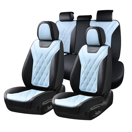Image of Coverado Car Seat Covers Full Set, Seat Covers for Cars, Front Seat Covers and Back Seat Cover Waterproof Leather Automotive Seat Cover, Universal Car Interior Protectors Cushion for Most Cars