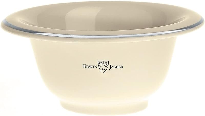 Tigela de Porcelana para Barbear Edwin Jagger, Marfim com Borda Prateada