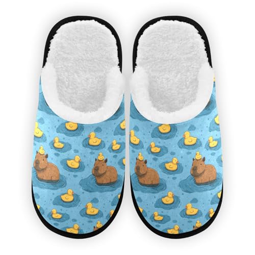 Blue Duck Cute Capibara Slippers For Women Men Soft Memory Foam Non-Slip Animal Winter Indoor House Shoes Travel Slipper