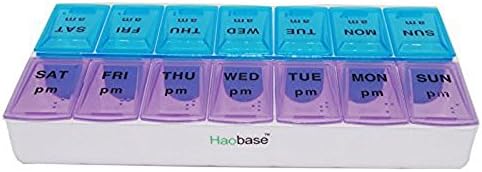 TENCHOE Seven Day AM and PM Pill and Tablet Storage Box Medicine Organiser Dispenser Case with Compartments 14 Compartments