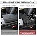 SHMZK Car Center Console Armrest Pillow, Leather Car Armrest Cushion with Cup Holder & Phone Holder, Universal Armrest Storage Box Protector for Most Vehicles, Car Accessories (Black, Normal)