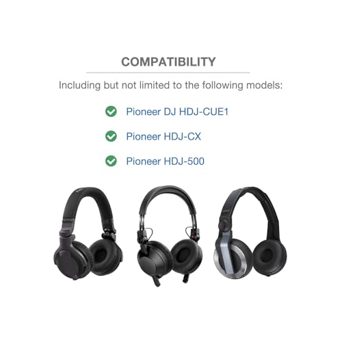 Funda para cojín de diadema compatible con Pioneer DJ HDJ-CUE1, HDJ-CX, HDJ-500 Auriculares DJ On-Ear, cojín suave de 6mm para alivio de presión, cremallera segura sin movimiento, con lazo para colgar miniatura 2