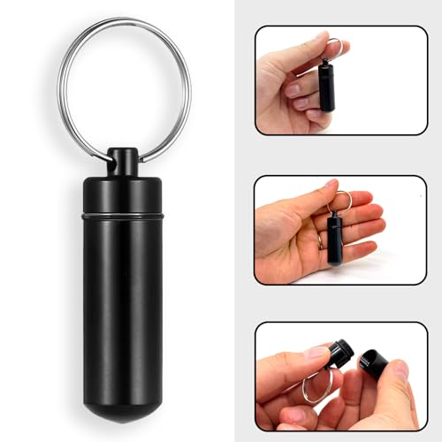 Image of 6 Pack Black Cylinder Urn Keychains for Ashes, Waterproof Cremation Keepsake Jewelry Vials for Human or Pet Ashes, Hair, or Small Mementos, Memorial Ash Holder for Men and Women