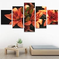 SIGNWIN 5 Panel Canvas Wall Art Modern Art Bohemian Bouquet Colorful Cool Floral Group Multicolor Photography Realism for Home Decorations Ready to Hang - 60