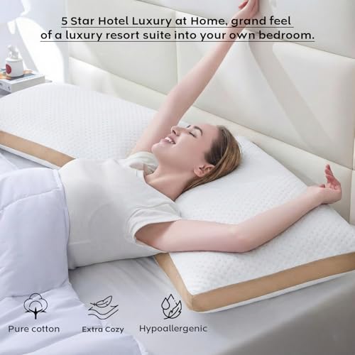 Image of AYKA Premium Microfiber Pillow for Sleeping, Set of 4 | 17x27 Inch Hotel Luxury Bed Pillows | 100% Virgin Fiber Fill, Soft & Fluffy | Neck Support for Side, Back & Stomach Sleepers | Quilted