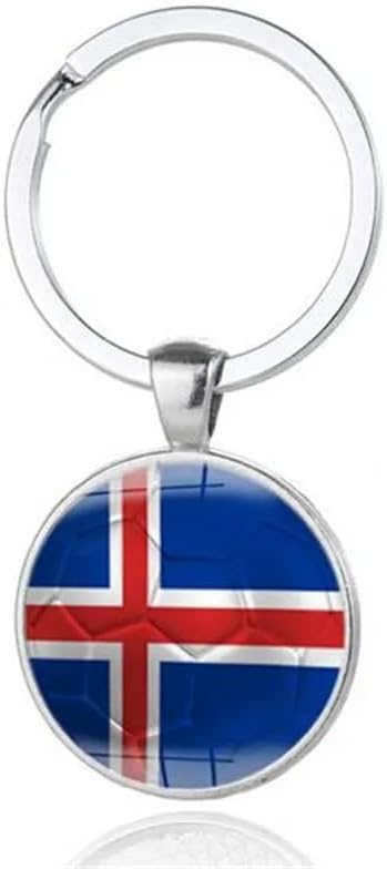 Art Attack Icelandic Flag Soccer Keychain, Iceland Our Boys National Football Team Accessories History Party Favor Fan Car Key Chain Ring Pendant Charm (Silver)