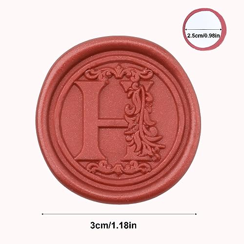 50 Stück Wachssiegelaufkleber, Selbstklebende Wachssiegelaufkleber Anfängliches Alphabet Wachssiegelaufkleber Kein Siegelstempel Erforderlich für Hochzeit Einladung Weihnachten (Rot, H)