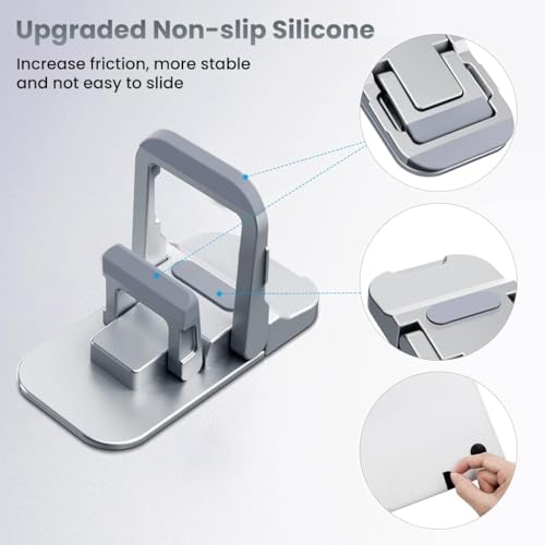 Image of EDNITA ( 2Pcs Mini Laptop Stand for Desk | Portable Metal PC Desk Stand, Aluminium Cooling Pad Mini Clip Compatible with MacBook Apple Laptop, Lenovo, Dell, Hp, Acer & Other Laptops (Silver)