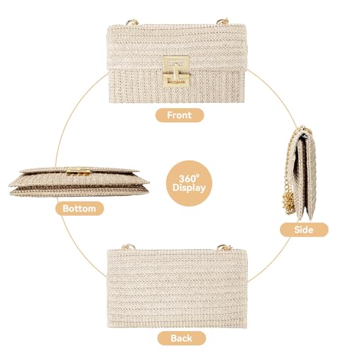 Image of Gets Straw Clutch Purse for Women, Woven Beach Bag Summer Corssbody Purse Small Rattan Shoulder Bag for Travel | Hand-woven